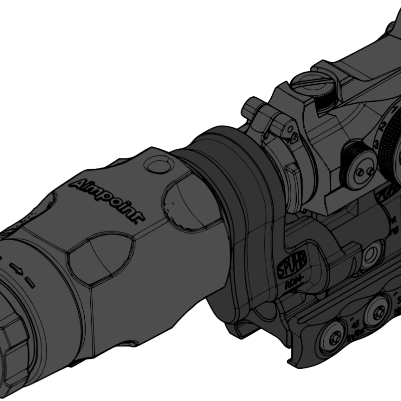 SPUHR RDF-20225K Aimpoint T-2 Magnifier Mount H57mm/2.25" PIC
