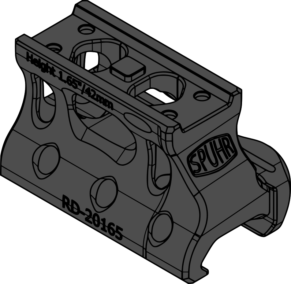 SPUHR RD-20165 Aimpoint T-2/CompM5 Mount H42mm/1.65" PIC (Lower 1/3)