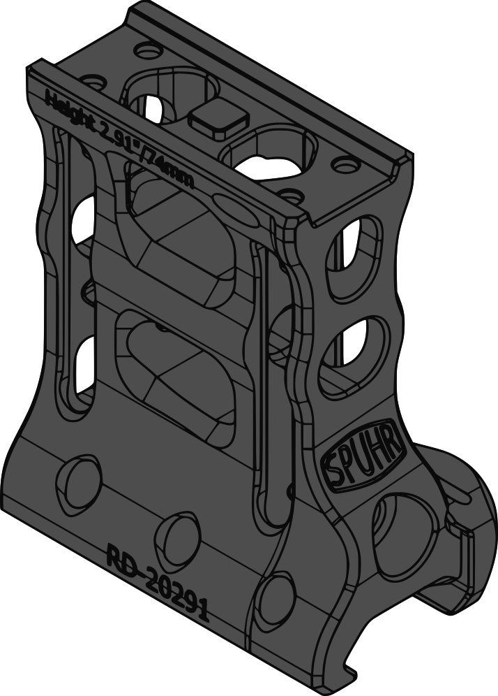 SPUHR RD-20291 Aimpoint T-2/CompM5 Mount H74mm/2.91" PIC