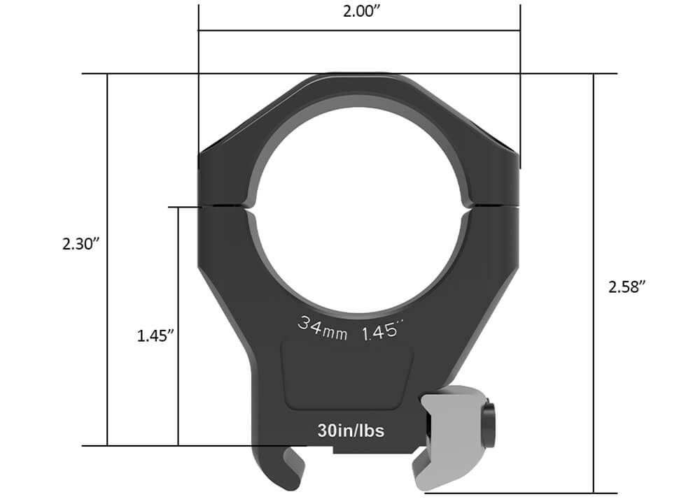 ARKEN OPTICS HALO Ti Titanium 34 Scope Rings : Haut 37mm – Image 4