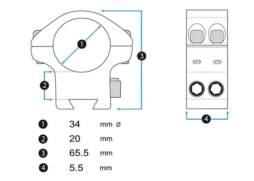 ARKEN OPTICS HALO Ti Titanium 34 Scope Rings : Haut 37mm – Image 5